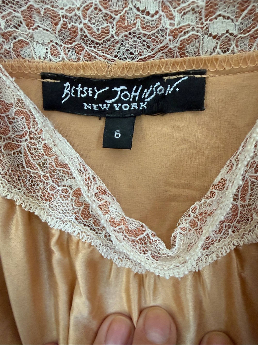Betsy Johnson Vintage-Style Peach Lace-Trim Sundress - Picture 2 of 2
